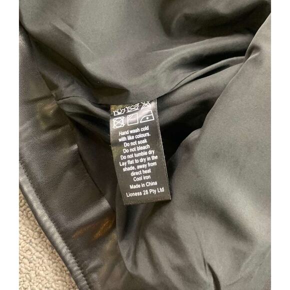 Lioness Moto Biker Jacket Women M Black Blue Faux Leather Cropped Colorblock Zip - Picture 10 of 11